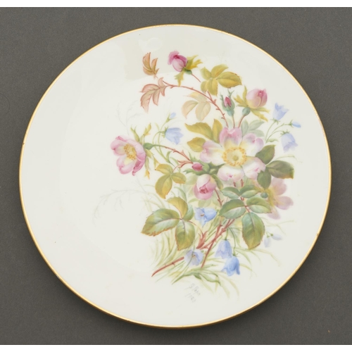 798a - A Cauldon bone china plate, dated 1923, painted by S Pope, signed and dated, with wild flowers in gi... 