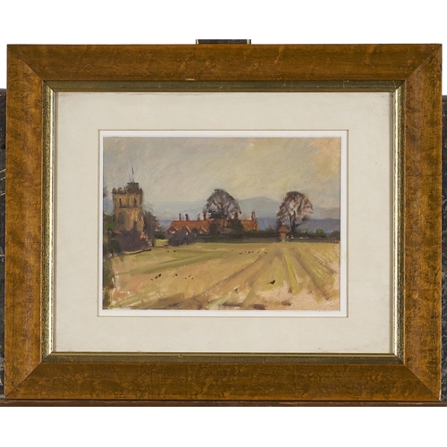 1280 - English School, 20th c - Landscape, with signature E Wesson, oil on board, 19.5 x 26.5cm... 
