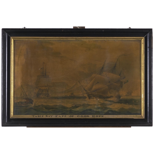 1285 - After William John Huggins - Table Bay, Cape of Good Hope, engraving, mounted to image, varnished, l... 