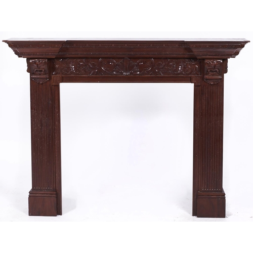 1481 - A carved mahogany chimneypiece, in Victorian style, 20th c, 161cm l
