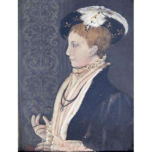 1035 - Sophie Louise Munns (Fl. early 20th c) after William Scrots - Portrait of King Edward VI, signed and... 