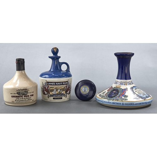 1046 - Wines and Spirits. British Navy Pusser's Rum, in presentation pottery bottle, 1 litre, 54.5% vol, se... 