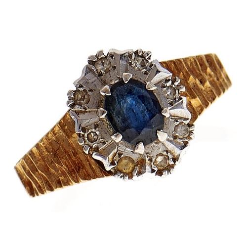 106 - A sapphire and diamond ring, in 18ct gold, 5.4g, size O