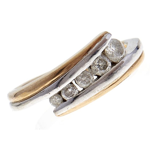 107 - A diamond ring, in two colour 9ct gold, 4.3g, size O½