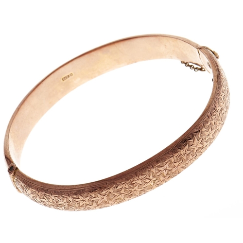 127 - A 9ct gold bangle, Chester 1917, 12.4g