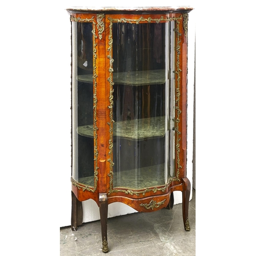 1468 - A French kingwood vitrine, c1900, in Louis XV style, with Basque Jaspe marble slab and brass mounts,... 