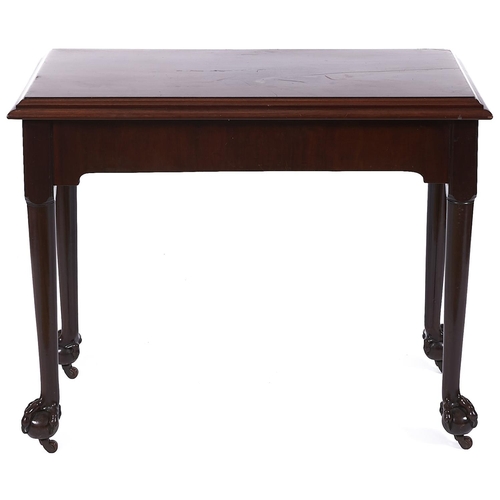 1553 - A reproduction mahogany side table in early George III style, c1920, the rectangular top with steppe... 