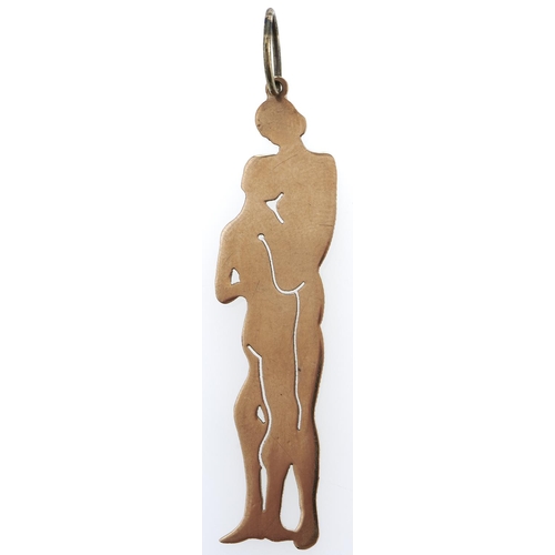 242 - A gold silhouette pendant in the form of a couple, marked 9ct, 3.2g