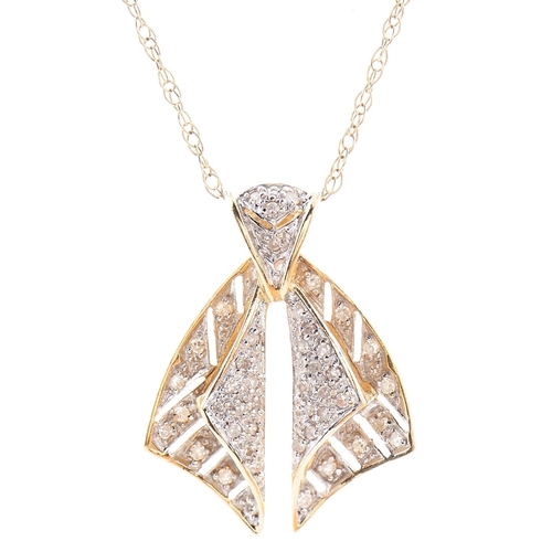 252 - A diamond pendant, in two colour 14ct gold, on 14ct gold necklet, 4.8g (2)