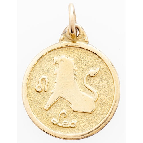 254 - A gold Leo pendant, 3.5g