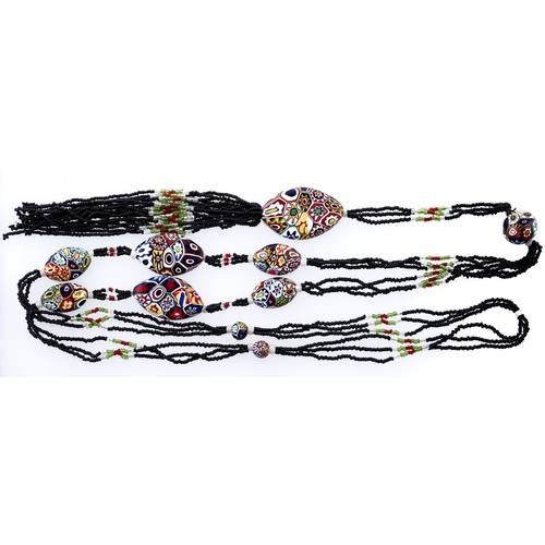 290 - A necklace of Italian millefiore glass beads