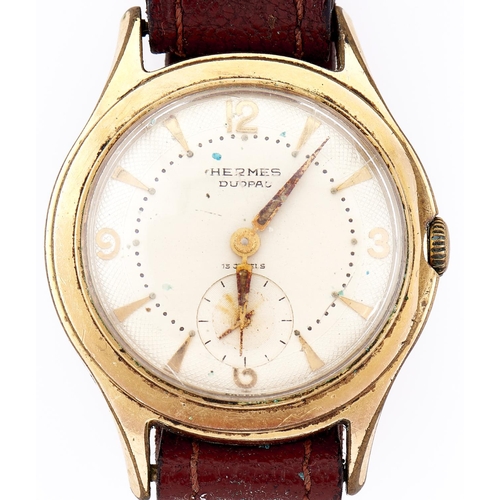 303 - A Hermes gold plated wristwatch, Duopac, 33mm