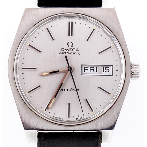 309 - An Omega stainless steel self winding wristwatch, with day and date, No 350955/6, 35 x 35mm, papers ... 