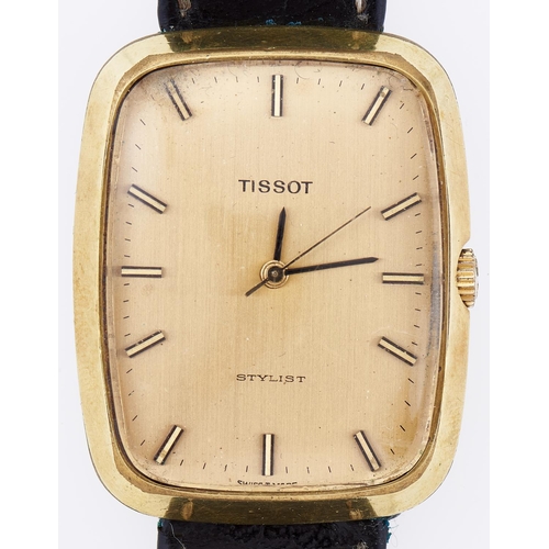 325 - A Tissot gold plated wristwatch, Stylist, 33 x 41mm, c1975