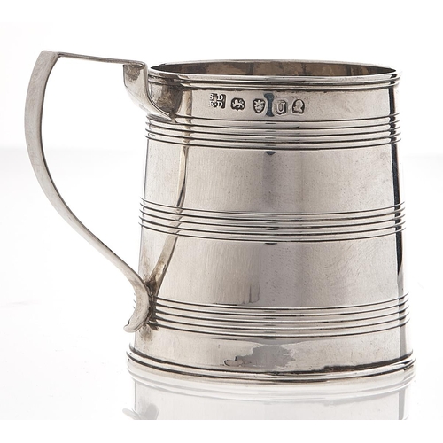 359 - A George III silver christening mug, with reeded bands, 60mm h, by Samuel & Edward Davenport, Lo... 