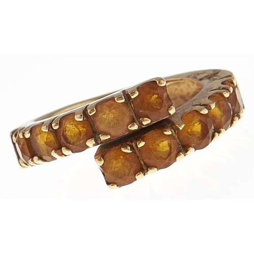 80 - A Portuguese citrine ring, in gold, control mark for 18ct, 8.4g, size N