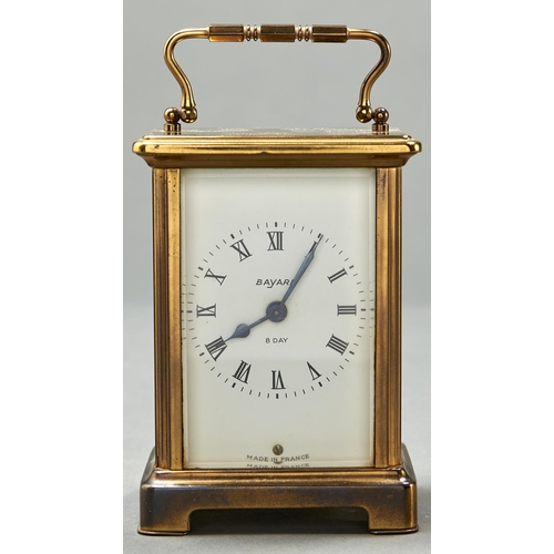 971 - A French brass carriage timepiece, Duverdrey & Bloquel, late 20th c, 11cm h excluding handle... 