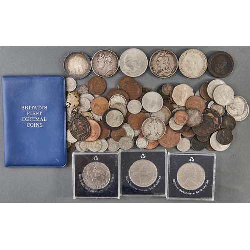 978 - Miscellaneous silver coins, Crown 1821, 1892 and 1935, France five francs 1873 and miscellaneous sil... 