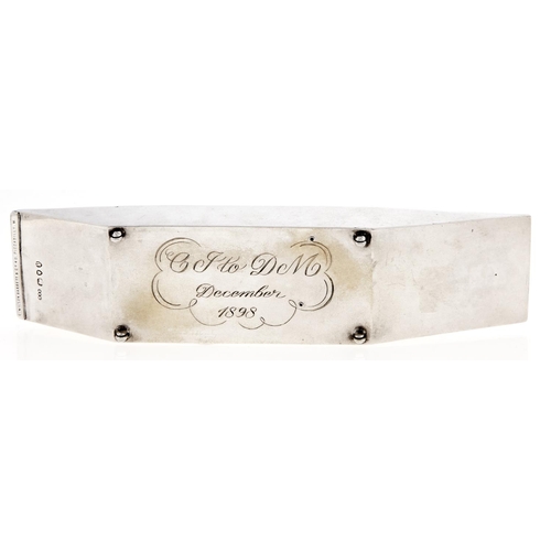 221 - A rare Victorian silver punt novelty smoker's stand, incorporating a cigar cutter (operated by depre... 