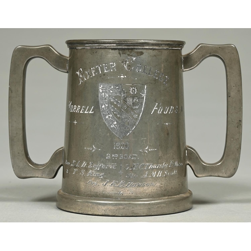 1140 - Oxford University Rowing. Exeter College Boat Club silver medal, obverse arms, reverse garter, bays ... 