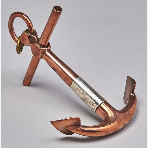 1200 - Nelson Interest. A model of an anchor, of copper from HMS 