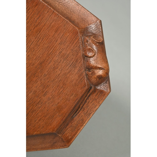1291 - A Robert 'Mouseman' Thompson octagonal oak cheeseboard, second half 20th c, 20.5cm, carved mouse 'si... 