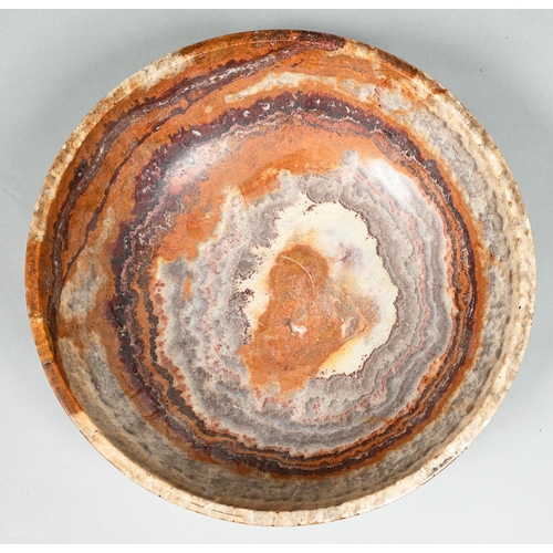 1302 - An&nbsp; Edwardian&nbsp; turned alabaster bowl,&nbsp; 39cm diam