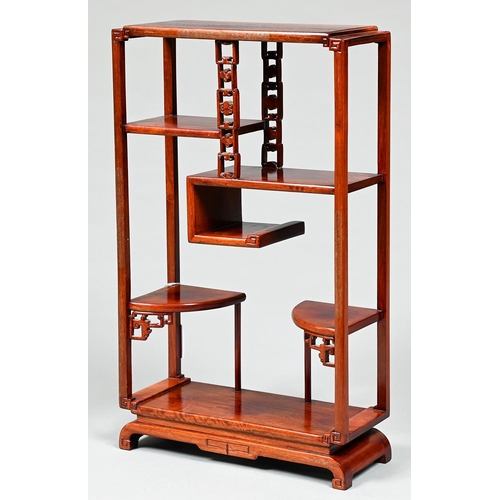 1303 - A miniature Chinese hardwood stand, 20th c,&nbsp; 50cm h, 30cm l