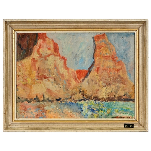 1485 - Francois V Clarke-Fort (b.1914) - Prahas de Rochas, oil on board, 24.5 x 33cm