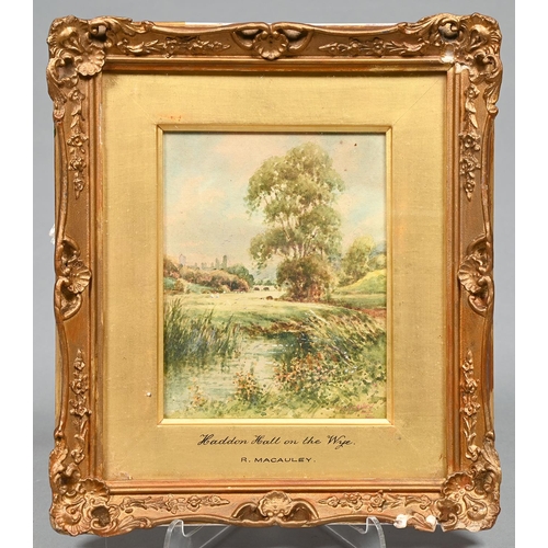 1487 - R Macauley 9Fl. late 19th / early 20th c) Haddon Hall on the Wye; Grasmere from Loughrigg, a pair, b... 