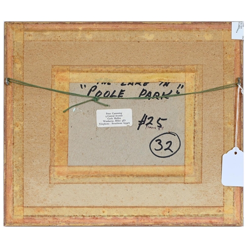 1489 - Peter Cumming RBA (1916-1993) - Tree in Poole Park, signed and dated 1977, inscribed verso, oil on b... 