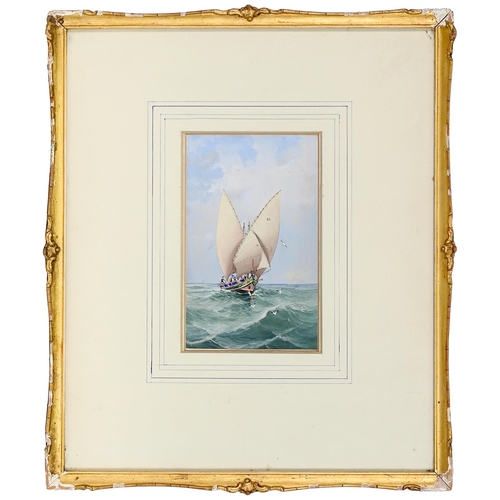 1491 - Joseph Bonello (b.1878) - Gozo Boat, Malta, artist's stamp verso, gouache, 15.5 x 9.5cm... 