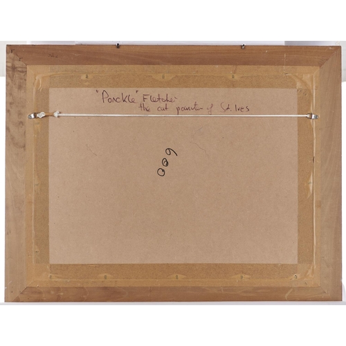 1497 - Ponckle Fletcher (1934-2012) - White Cat St Ives, signed and dated 2003, signed again and inscribed ... 