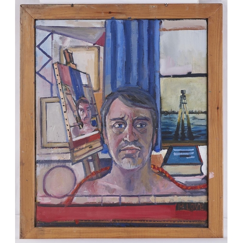 1499 - M Love (20th / 21st c) - Portrait of the Artist, signed, oil on canvas, 61 x 51cm