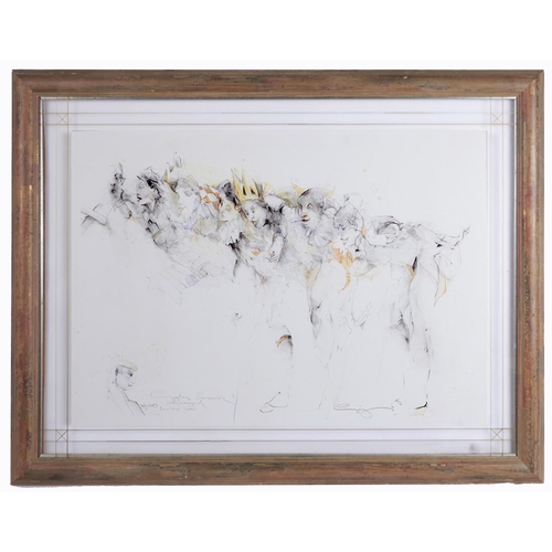 1518 - 20th c School - Ensemble II, lithograph, indistinctly signed by the artist and numbered 120/250, 70 ... 