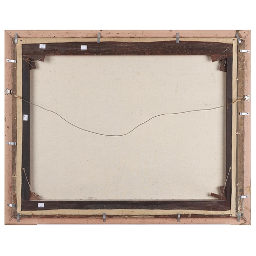 1528 - English School, 19th c - Still Life with Flowers in a Vase and Glass on a Marble Ledge with Fruit, o... 