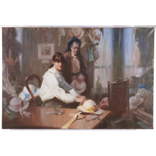 1529 - John Richard Townsend (1930-2013) - The Young Milliner, oil on canvas, signed lower left, 61 x 92cm,... 