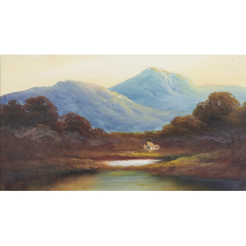 1548 - British School, late 19th c - Mountainous Landscapes, a set of four, oil on board, 25 x 45cm (four)... 