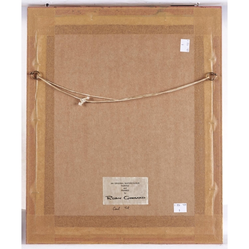 1557 - Robin Gibbard - Coal Tit on a Branch, with catkins and spiders web, watercolour heightened with body... 