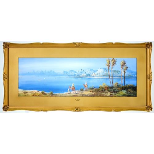 1562 - R Naboli, (fl early 20th century) - On the Nile,  signed, gouache, 24 x 75cm and F Leoni - On the Me... 