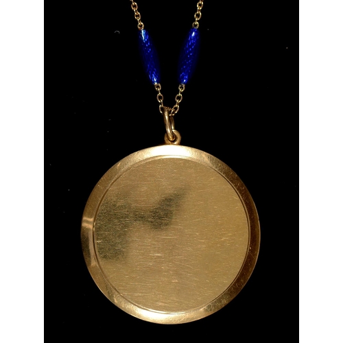 157 - A diamond and gold and blue guilloche enamel locket, early 20th c, the initials GB picked out in dia... 