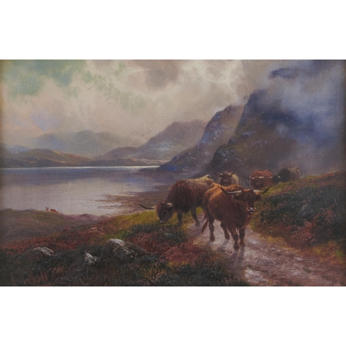 1578 - Henry Robinson Hall (1859-1927) - Highland Cattle, Loch Katrine; Highland Rovers, Loch Maree, a pair... 
