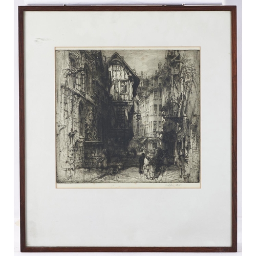 1600 - Hedley Fitton RE (1859-1929) - Advocates Close, Edinburgh; Rue St Romain, Rouen, two, etchings with ... 