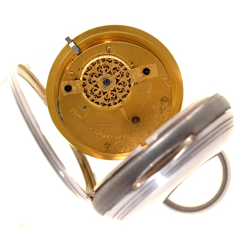 98 - A fine and rare English silver verge watch of unusual size, Morris Tobias, London, No 581, with jewe... 