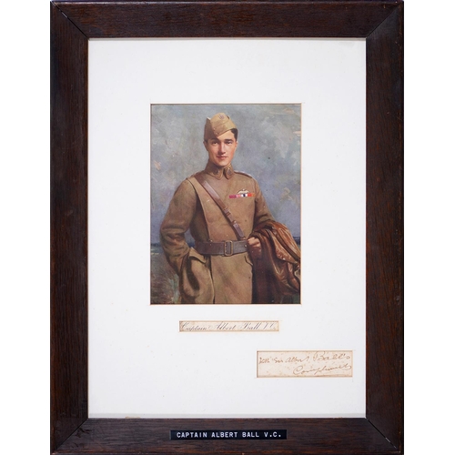475 - After Noel Denholm Davis - Captain Albert Ball VC, reproduction printed in colour, mounted with piec... 