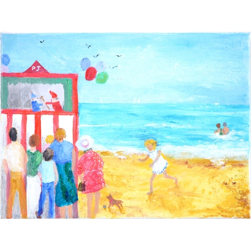 878 - Brenda Brooks (1932 - ) - Morning Walk; Windy Worthing; Punch and Judy, three, all signed with initi... 