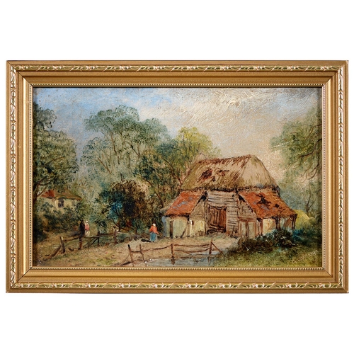 901 - Alfred Henry Vickers (1835-1919) - A Thatched Farmhouse; A Thatched Barn, a pair, both signed, oil o... 