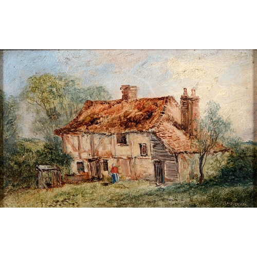901 - Alfred Henry Vickers (1835-1919) - A Thatched Farmhouse; A Thatched Barn, a pair, both signed, oil o... 