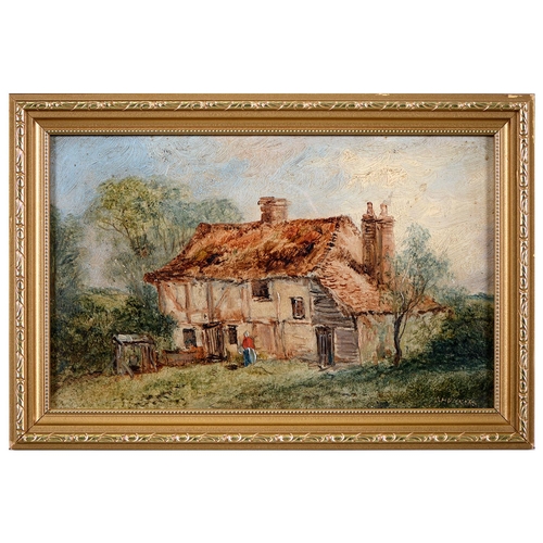 901 - Alfred Henry Vickers (1835-1919) - A Thatched Farmhouse; A Thatched Barn, a pair, both signed, oil o... 