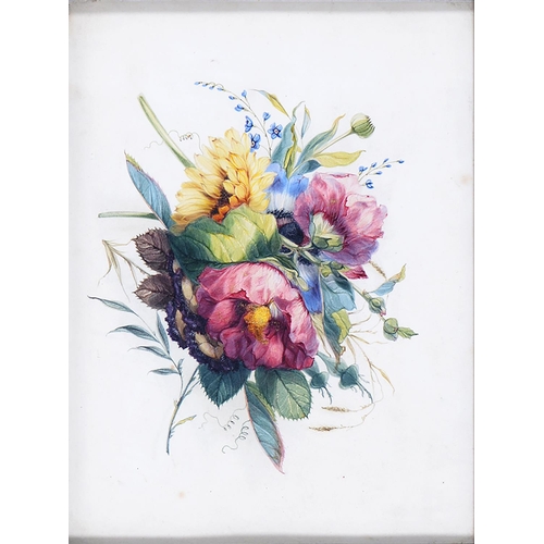 911 - English School, 19th c - A Group of Flowers, watercolour, 17 x 22cm, ebonised frame, miscellaneous h... 